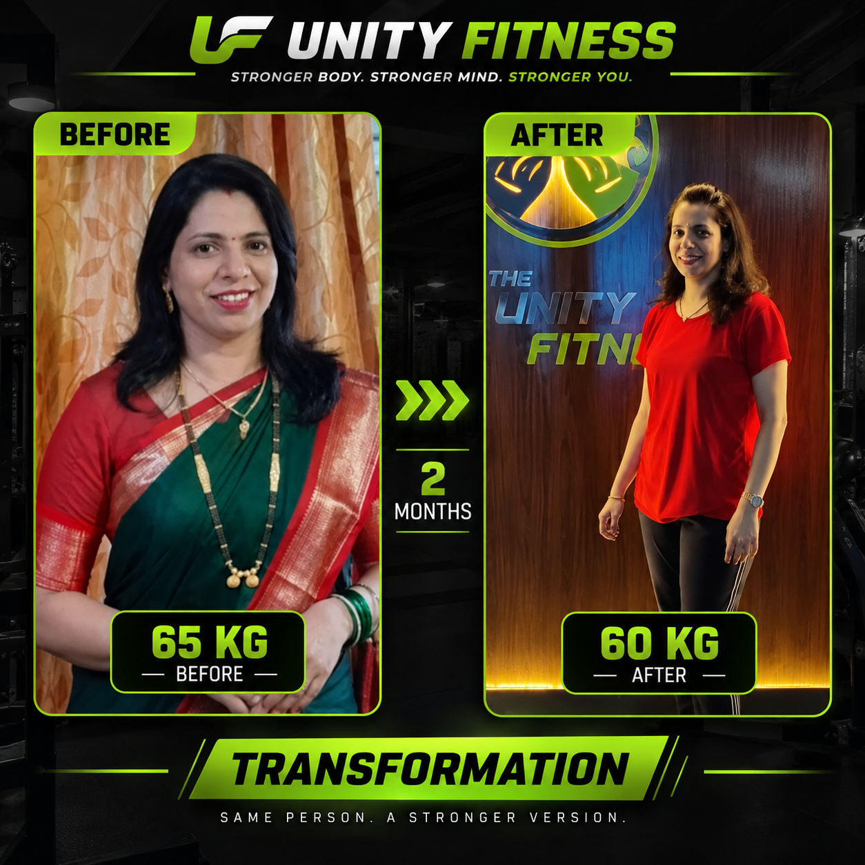 Coach Shailesh Kajave 2-month client transformation -5kg